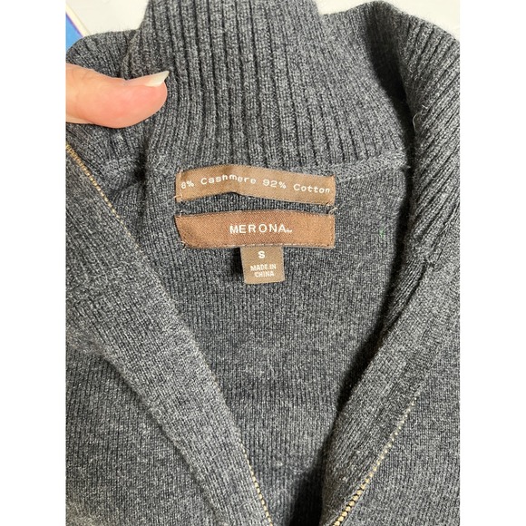 Merona Uni-Sex Cotton Cashmere Half Zip Sweater Small Gray Mock Neck Pullover - Picture 5 of 9